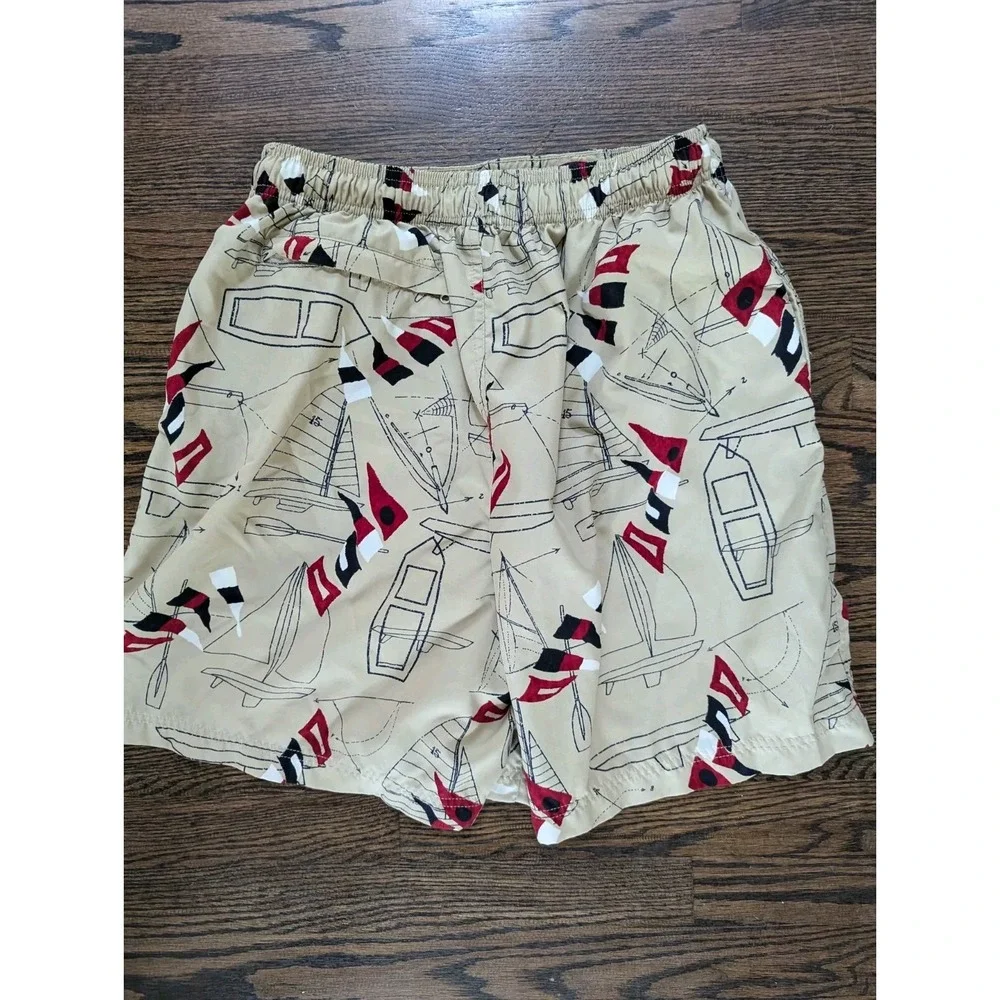 ROUNDTREE & YORKE Nautical Swim Shorts Trunks Mens Size M Mesh Lining Pockets